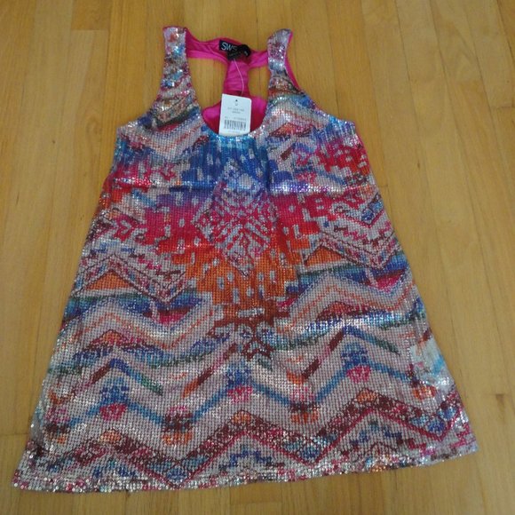 SWS Hot Pink multicoloured sequin racerback top - Picture 1 of 6
